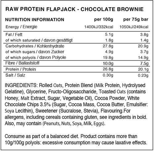 Warrior Raw Protein Flapjack Choco Brownie (12 x 75 g)-2